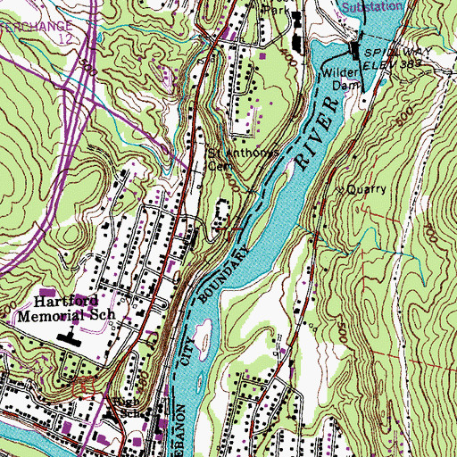 Topographic Map of Saint Pauls Episcopal Church, VT