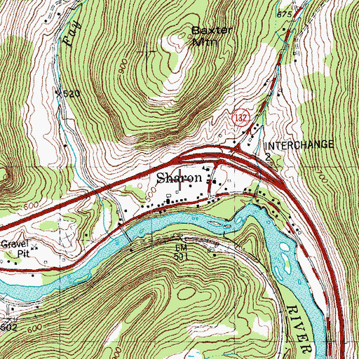 Topographic Map of Sharon Elementary School, VT