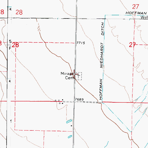 Topographic Map of Mirage Cemetery, CO