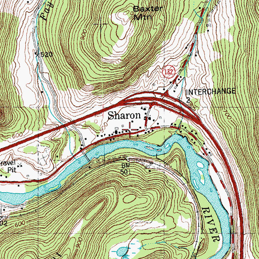 Topographic Map of Sharon Post Office, VT