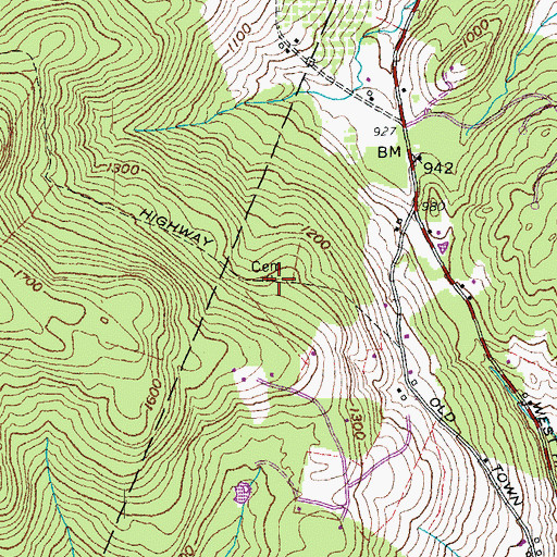 Topographic Map of Simonds Cemetery, VT