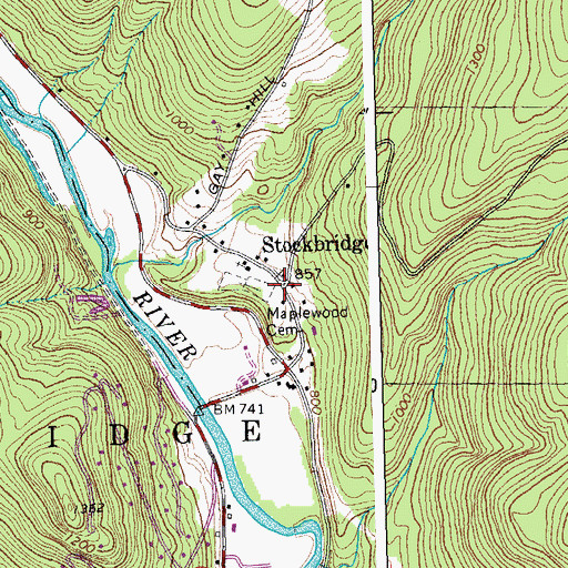 Topographic Map of Stockbridge Common Historic District, VT