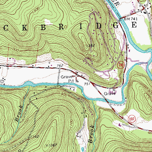 Topographic Map of Stockbridge Post Office, VT