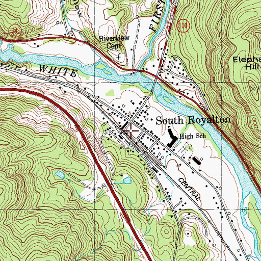Topographic Map of South Royalton Post Office, VT
