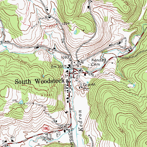 Topographic Map of South Woodstock Historic District, VT