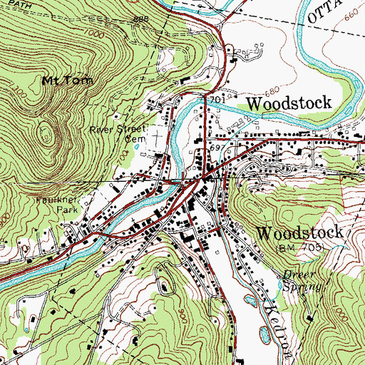 Topographic Map of The Green, VT