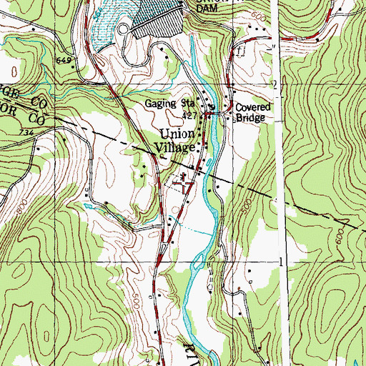 Topographic Map of Union Village Cemetery, VT