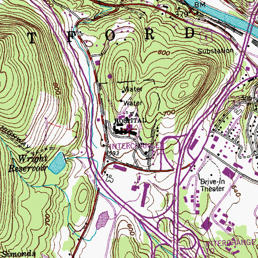 Topographic Map of White River Junction Veterans Affairs Medical Center, VT