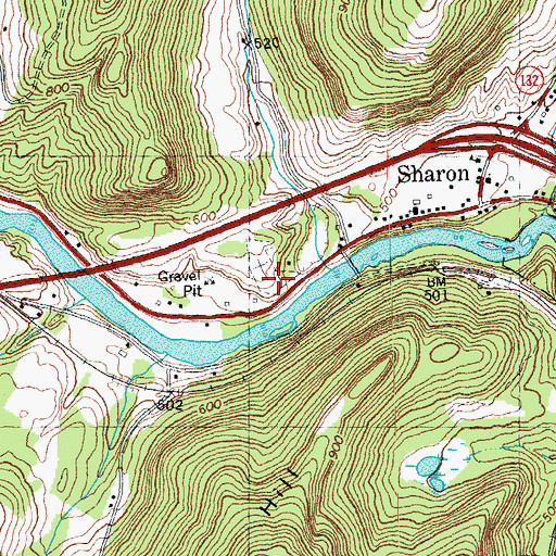 Topographic Map of Village - Pine Hill Cemetery, VT