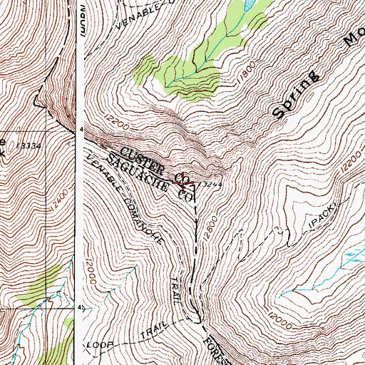 Topographic Map of Spring Mountain, CO