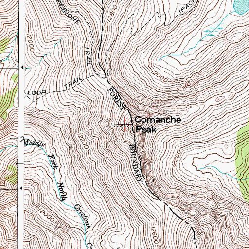 Topographic Map of Comanche Peak, CO