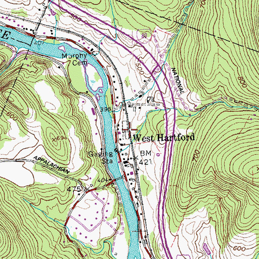 Topographic Map of West Hartford Cemetery, VT