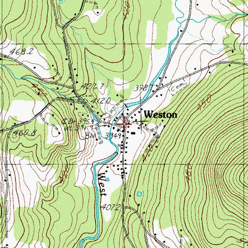 Topographic Map of Weston Community Church, VT