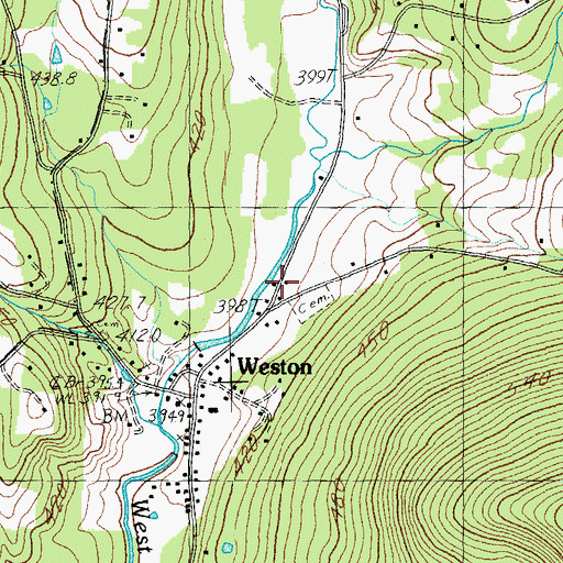 Topographic Map of Weston Volunteer Fire Department, VT