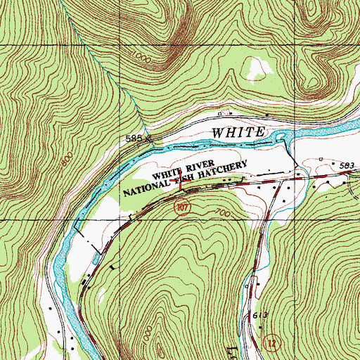 Topographic Map of White River National Fish Hatchery, VT