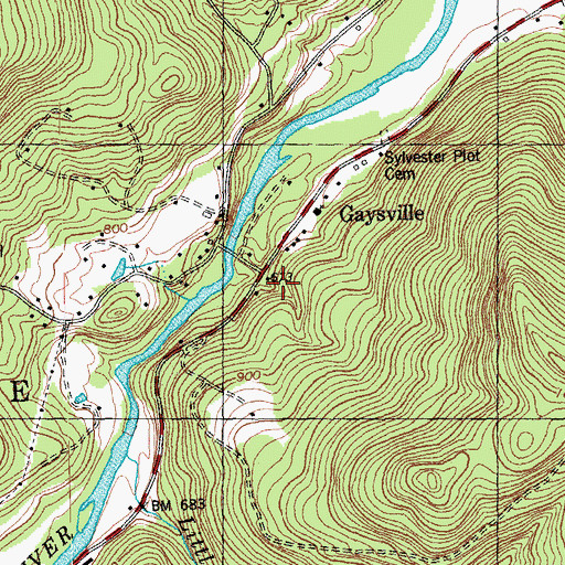 Topographic Map of White River Valley Camping Area, VT