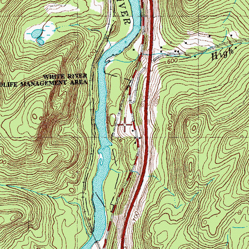 Topographic Map of White River Wildlife Management Area, VT