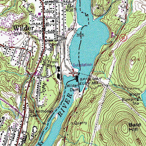 Topographic Map of Wilder Dam Information Center, VT