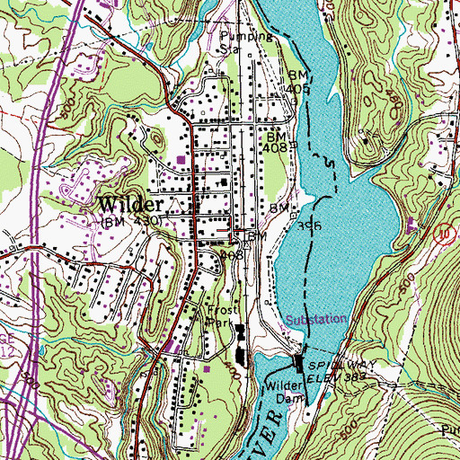 Topographic Map of Wilder Post Office, VT