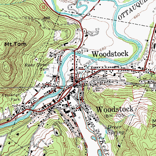 Topographic Map of Woodstock Church of Christ, VT