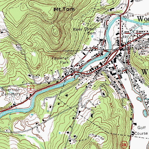 Topographic Map of Woodstock Community Recreation Center, VT