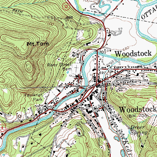 Topographic Map of Woodstock Historical Society Building, VT