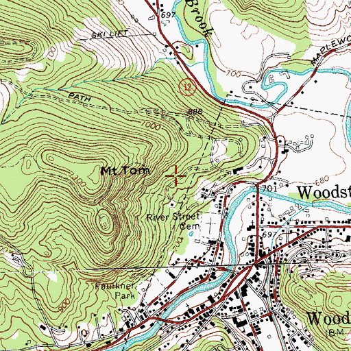 Topographic Map of Woodstock Town Forest, VT