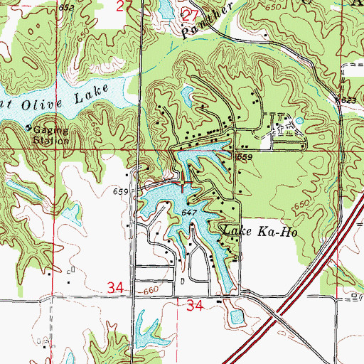 Topographic Map of Lake Ka-Ho, IL