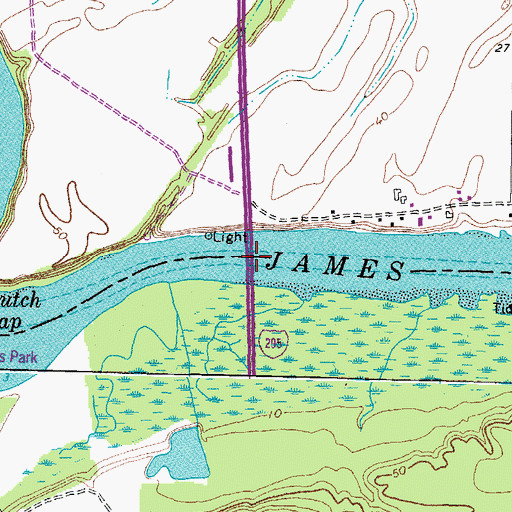 Topographic Map of Varina - Enon Bridge, VA