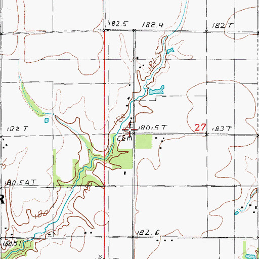 Topographic Map of Friends Grove Cemetery, IL