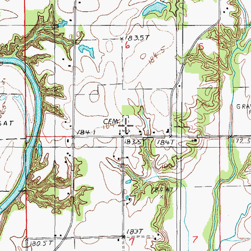 Topographic Map of Jack Oak Cemetery, IL