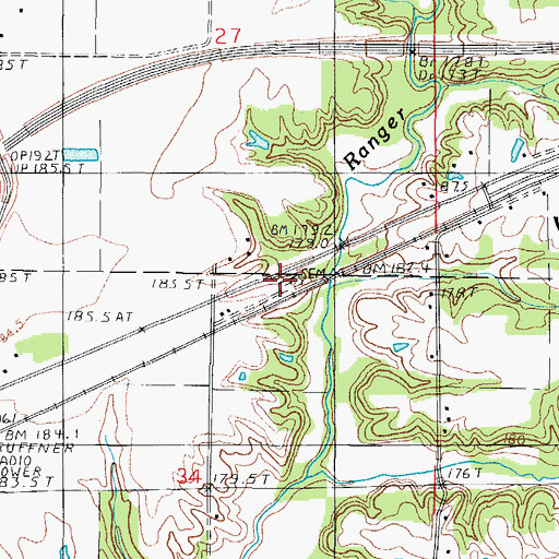 Topographic Map of Ruffner Cemetery, IL