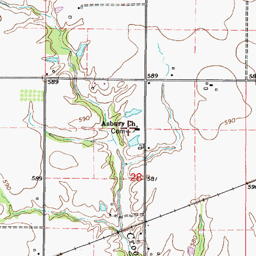 Topographic Map of Asbury Cemetery, IL
