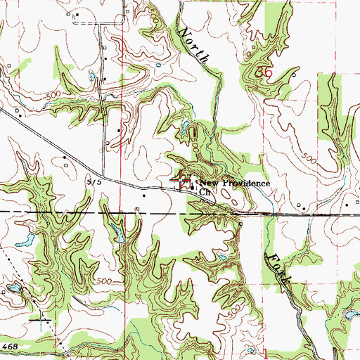 Topographic Map of Bailff Cemetery, IL