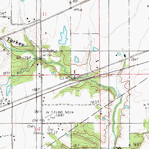 Topographic Map of Blackburn Cemetery, IL