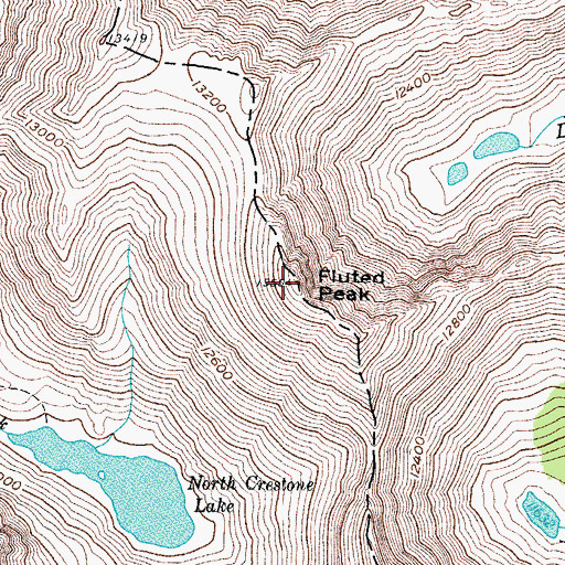Topographic Map of Fluted Peak, CO
