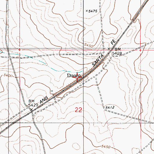 Topographic Map of Duoro, NM