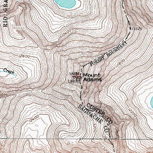 Topographic Map of Mount Adams, CO