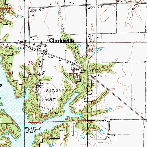 Topographic Map of Clarksville Baptist Cemetery, IL