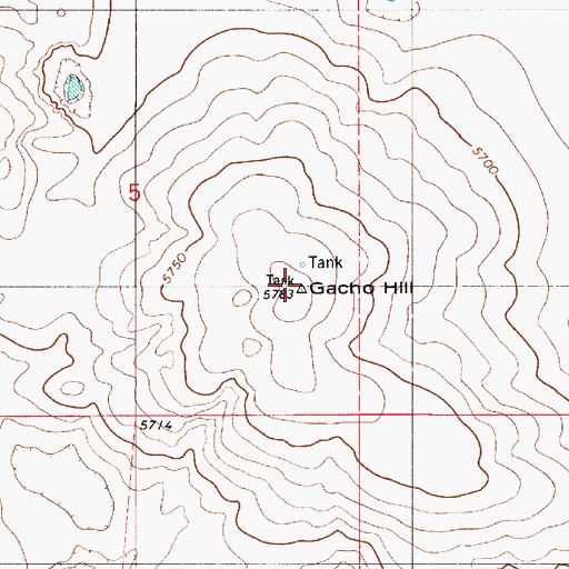 Topographic Map of Gacho Hill, NM