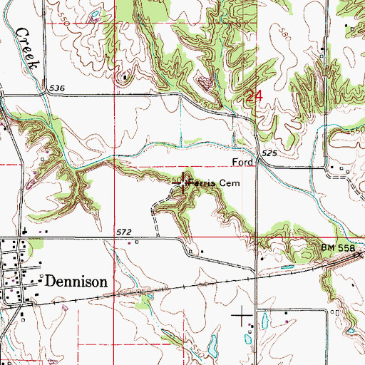 Topographic Map of Dennison Cemetery, IL