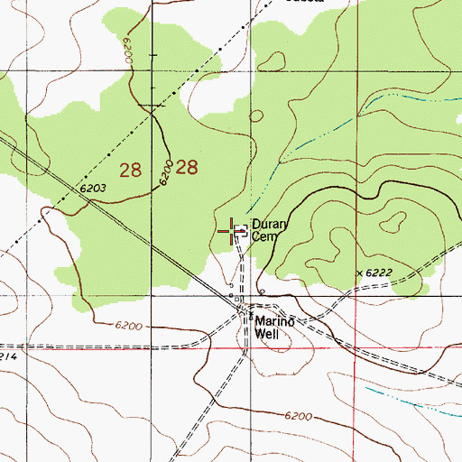 Topographic Map of Duran Old Church Cemetery, NM
