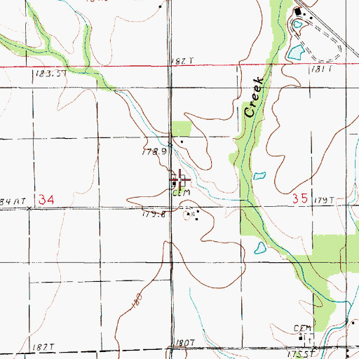 Topographic Map of Island Grove Cemetery, IL