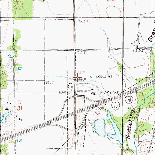 Topographic Map of Lincoln Cemetery, IL