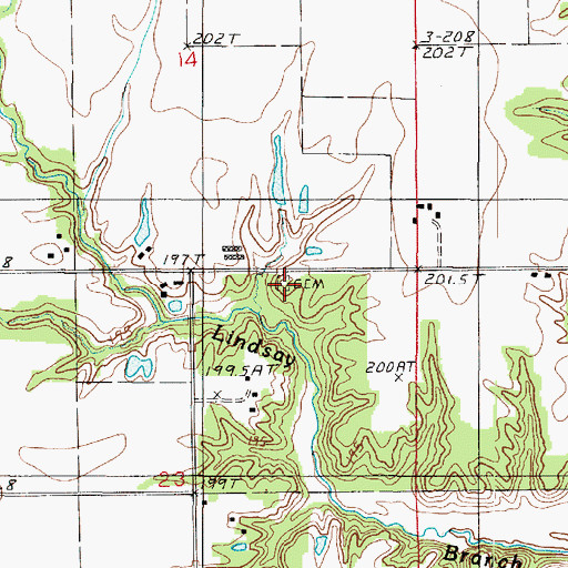 Topographic Map of Lindsay Cemetery, IL