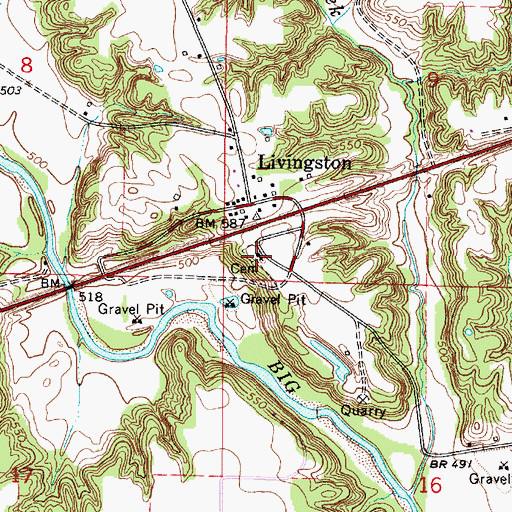 Topographic Map of Livingston Cemetery, IL