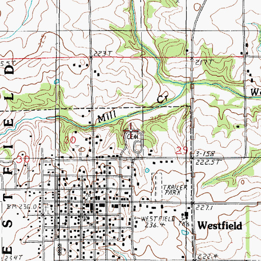 Topographic Map of Maple Hill Cemetery, IL