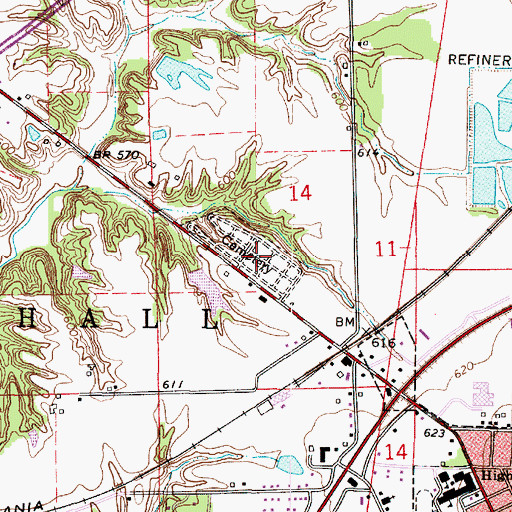 Topographic Map of Marshall City Cemetery, IL