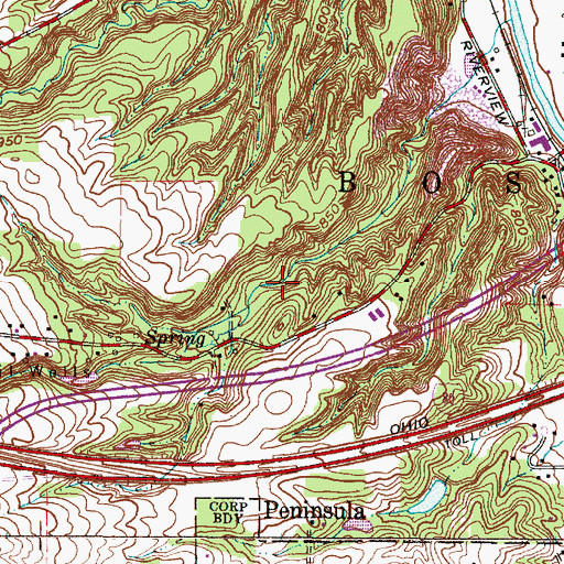 Topographic Map of Blue Hen Falls, OH