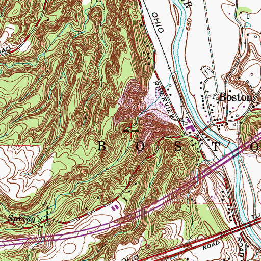 Topographic Map of Buttermilk Falls, OH